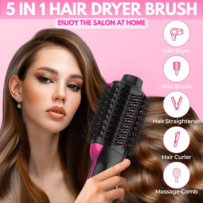 5-in-1 One-Step Hair Dryer & Volumizer Styler Brush with Ionic Anti-Frizz Technology | eliexpo™