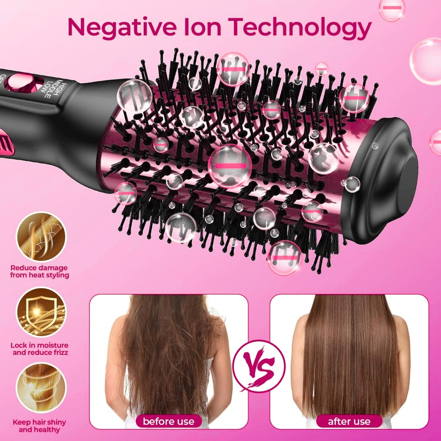 5-in-1 One-Step Hair Dryer & Volumizer Styler Brush with Ionic Anti-Frizz Technology | eliexpo™